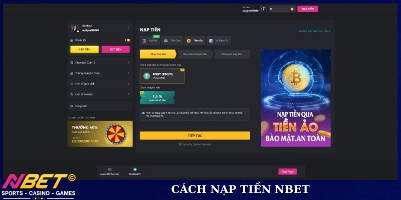 Cách nạp tiền NBET