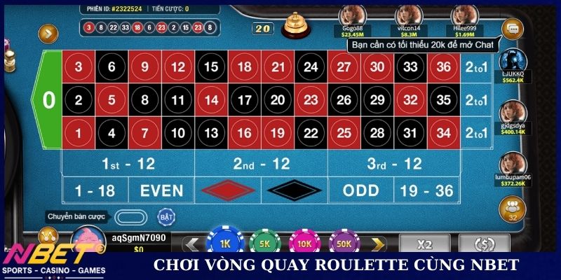 Chơi vòng quay Roulette cùng NBET