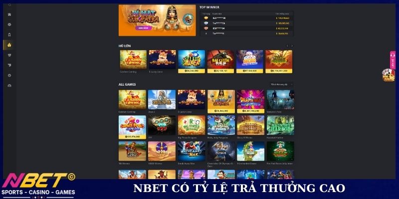 NBET có tỷ lệ trả thưởng cao