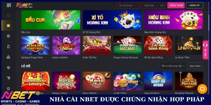 Nhà cái NBET được chứng nhận hợp pháp